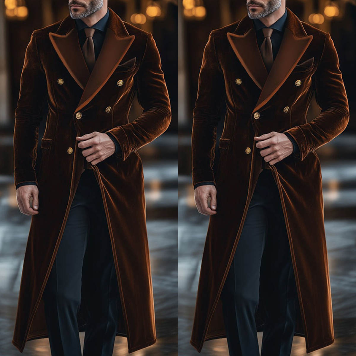 Men'S Formal Wear Waistcoat - Cappotto lungo da uomo in velluto