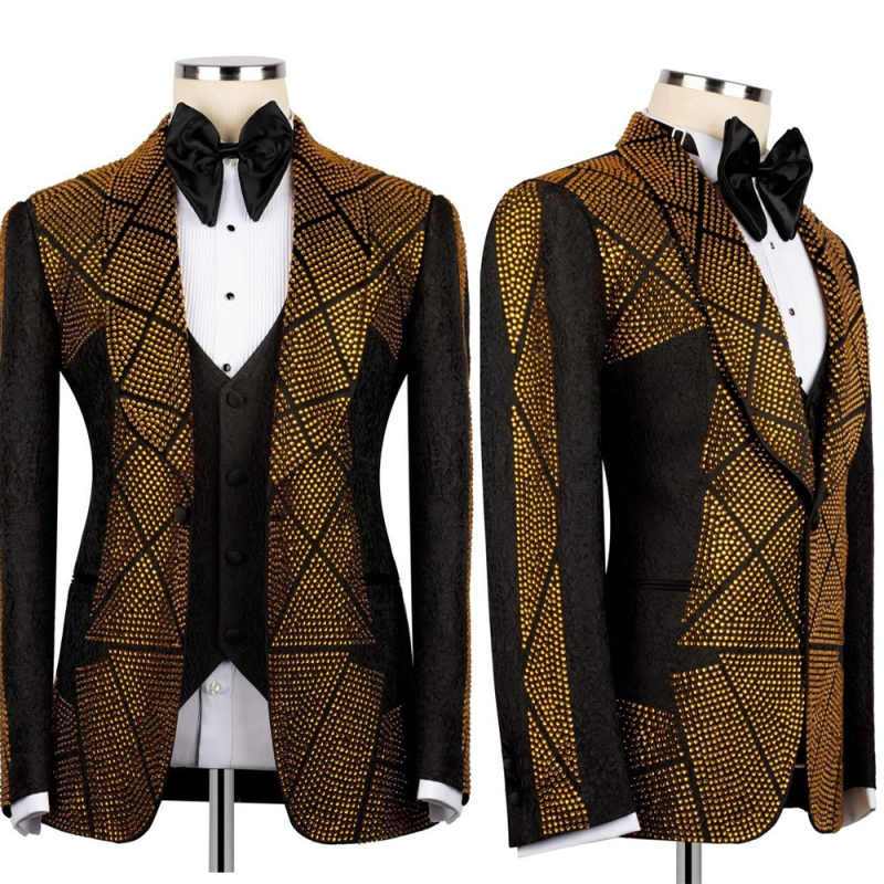 Men'S Formal Wear Attire - Abito da uomo con perline dorate