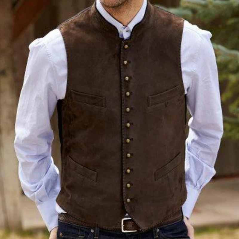 Men Formal Wear Outfits - Gilet da uomo in velluto scamosciato