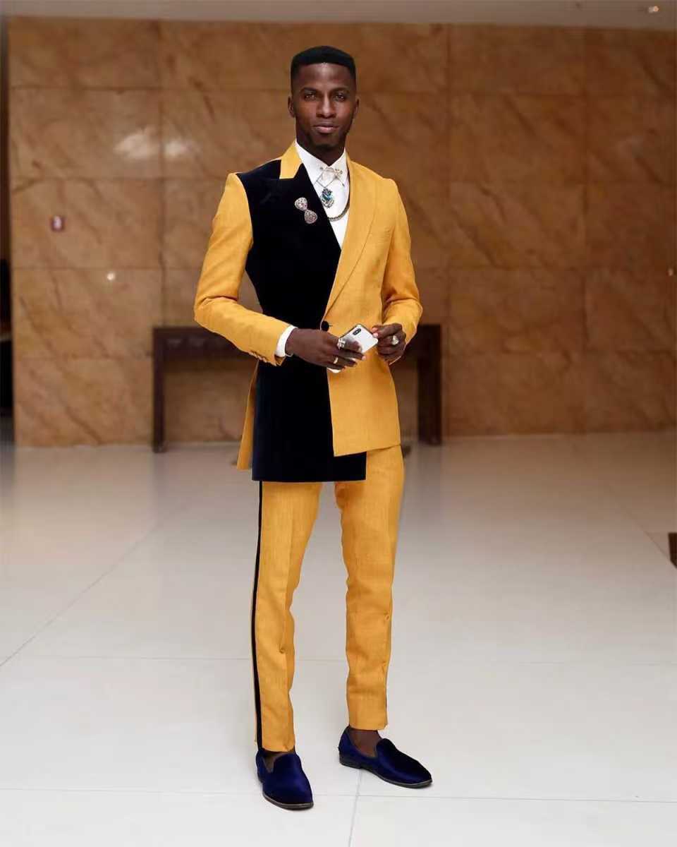 Formal Wear For Men Yellow - Completo da uomo nero giallo Set