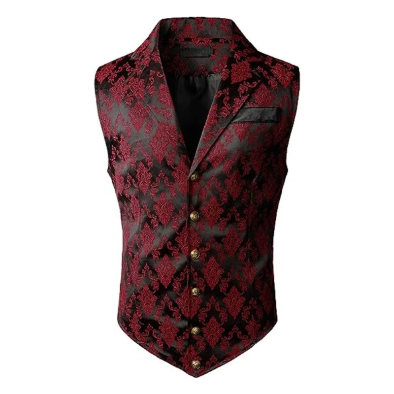 Men'S Formal Wear Waistcoat - Gilet Slim Fit Stile Retrò Britannico,