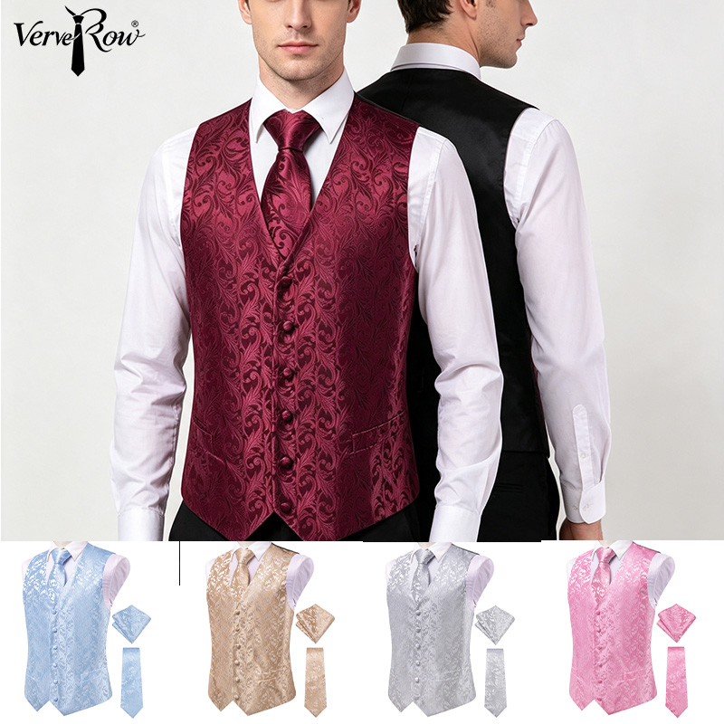Men'S Formal Wear Waistcoat - VerveRow Set 3 Pezzi Gilet da