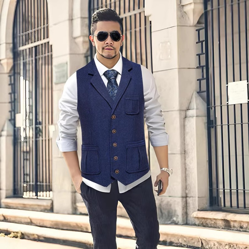 Men'S Formal Wear Waistcoat - Gilet da uomo in tweed a