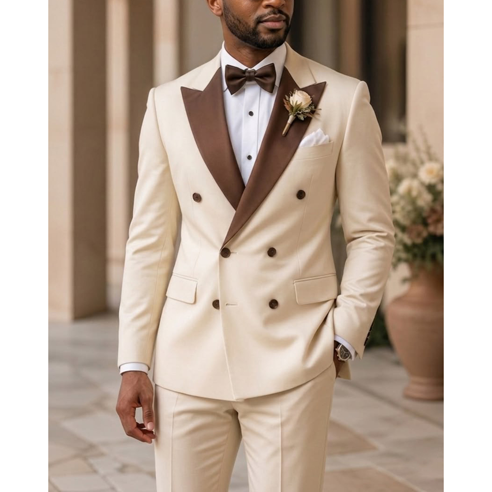 Men Formal Wear Fashion - Abito da uomo doppiopetto con revers