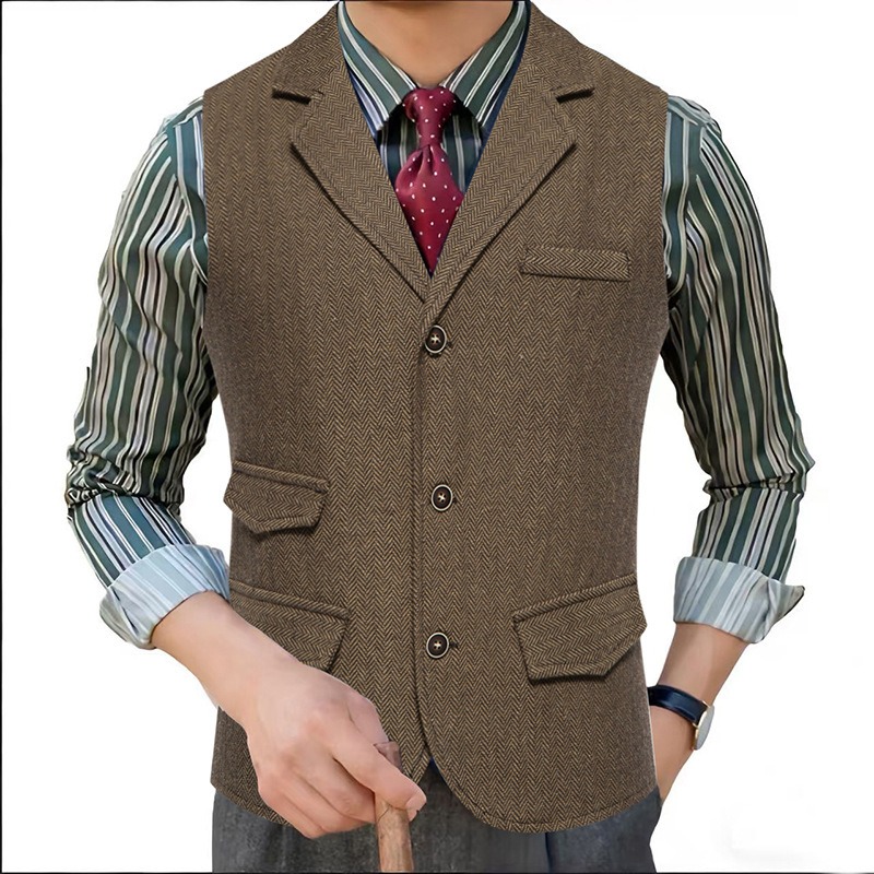 Men'S Formal Wear Waistcoat - Gilet da uomo in tweed a