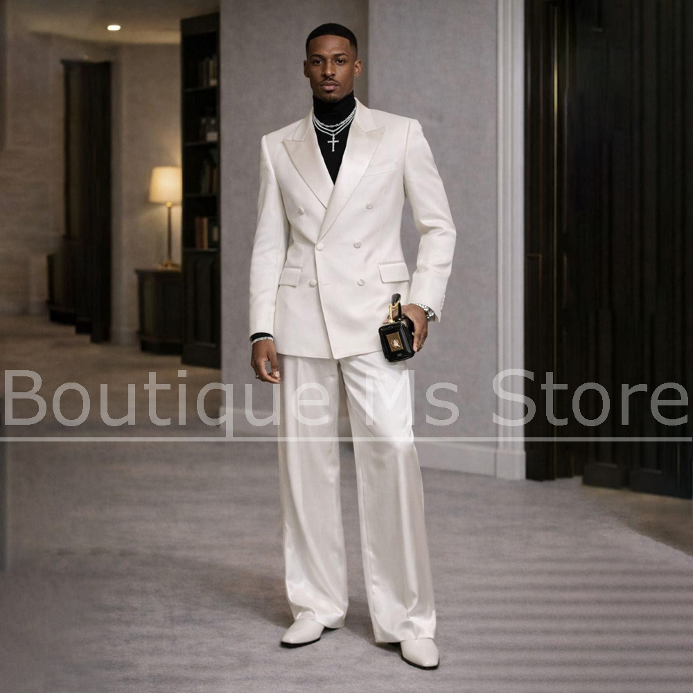 Abito da uomo bianco in raso a - Men Formal Wear Wedding recensione e prezzo