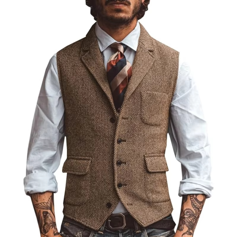 Gilet da Uomo in Tweed Retrò c - Men'S Formal Wear Waistcoat recensione e prezzo